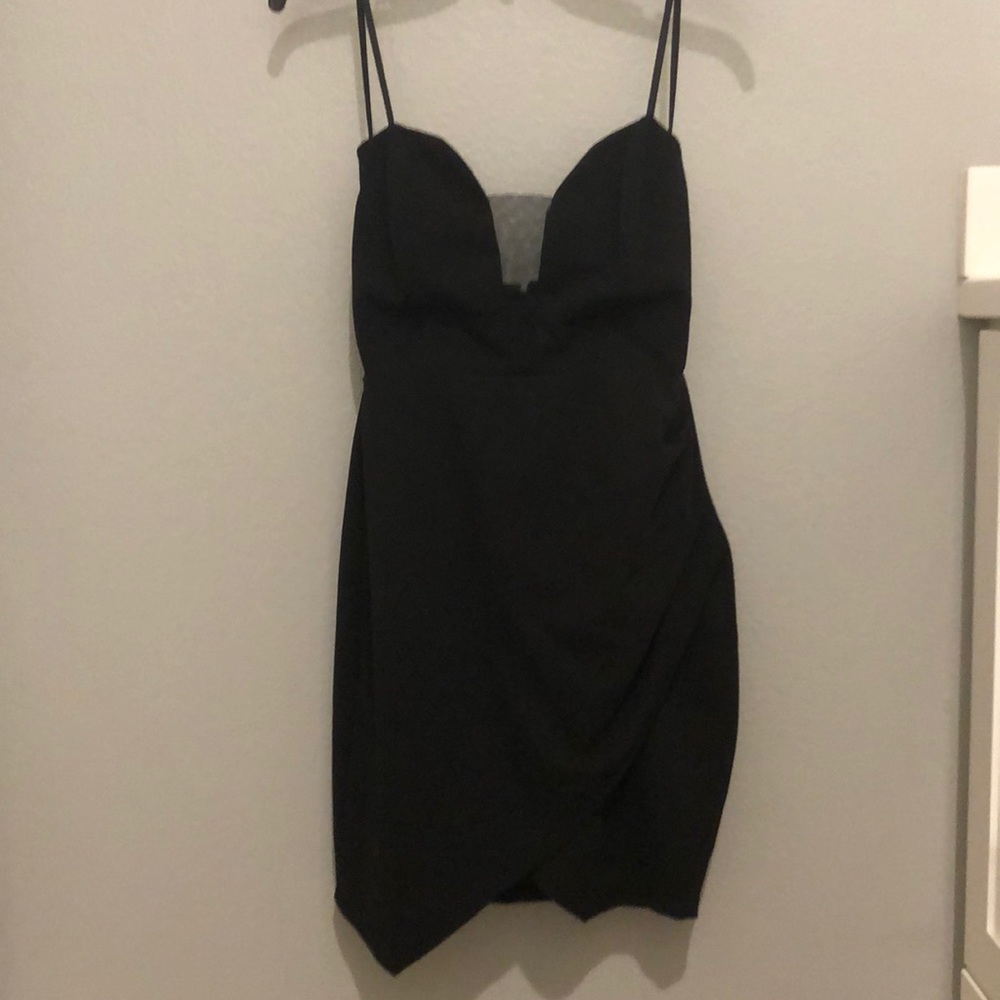 Black Strapless Dress w/ peekaboo mesh